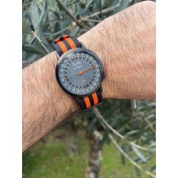 La 24 Heures Homme bracelet nato Noir-Orange